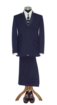 Tailored Fit Navy Blue Shawl Lapel 4 Button Tuxedo