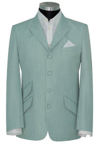 John Steel Pastel Green Peak Lapel 4 Button Mod Blazer