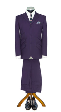 Weller Purple Peak Lapel 3 Button Mod Suit