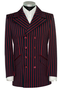 SALE The Kings Red Stripe Black 4/8 Double Breasted Mod Blazer (40 Regular)