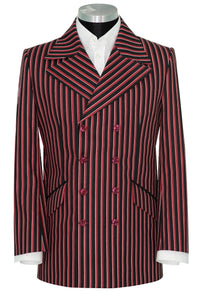 The Kings Red White Stripe in Black 4/8 Double Breasted Mod Blazer