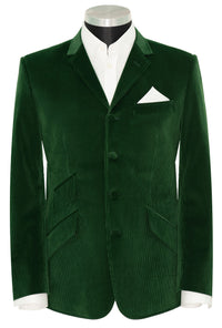 John Steel Bottle Green Velvet 4 Button Mod Blazer