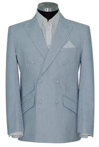 Weller Sky Stripe Double Breasted 3/6 Button Mod Blazer