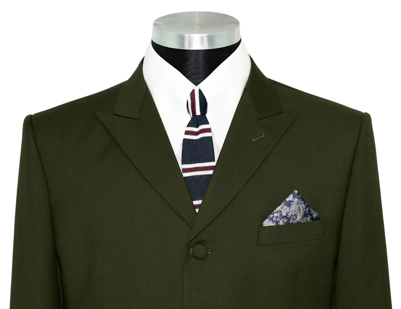 Paul Weller Peak Lapel 4 Button Olive Mod Suit