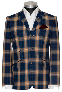 Vintage Brown & Navy Check Mod Blazer