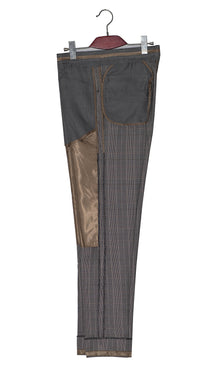 Burgundy in Grey Mohair Prince of Wales Check Mod Trouser