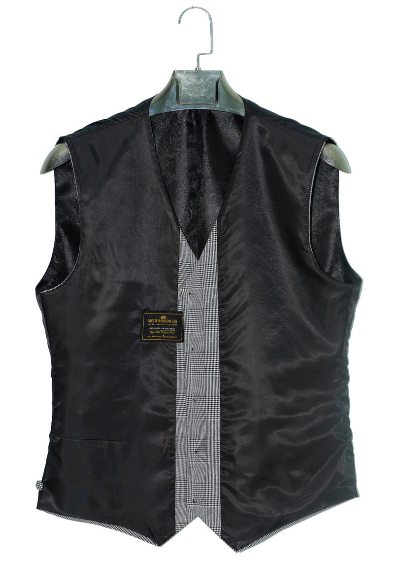 SALE Grey POW Check V Cut Waistcoat (40 Regular)