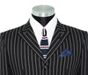 Weller White Stripe in Black Peak Lapel 4 Button Mod Suit