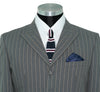 Weller White Stripe in Grey Peak Lapel 4 Button Mod Suit