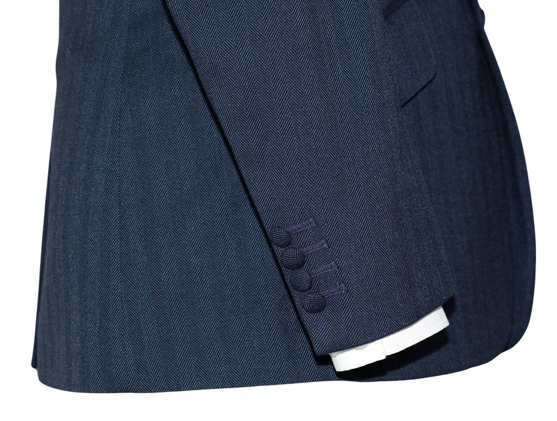 Wool Super Soft Navy Herringbone Mod Blazer