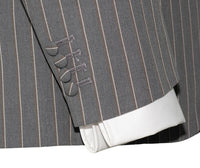 Weller White Stripe in Grey Peak Lapel 4 Button Mod Suit