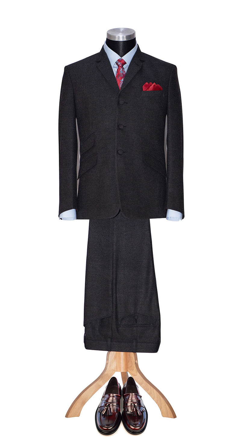 Brian Jones Flannel Wool Charcoal Mod Suit