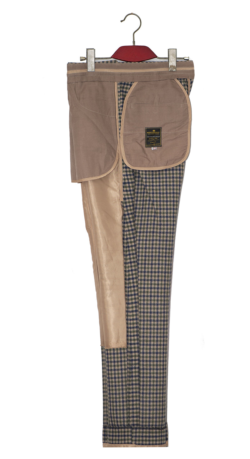 Green Gingham Check Wool Mod Trouser