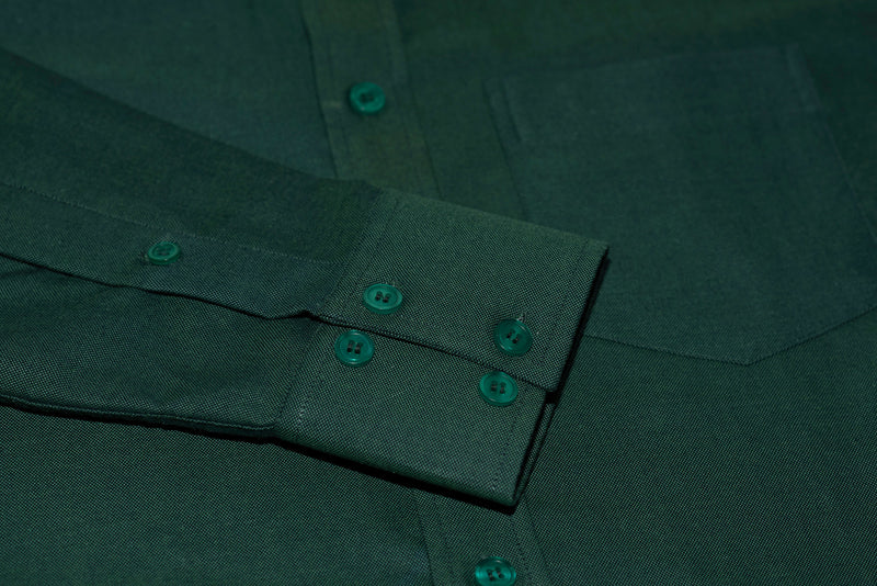 Oxford Cotton Green Button Down High Collar Mod Shirt