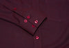 Oxford Cotton Burgundy Button Down High Collar Mod Shirt