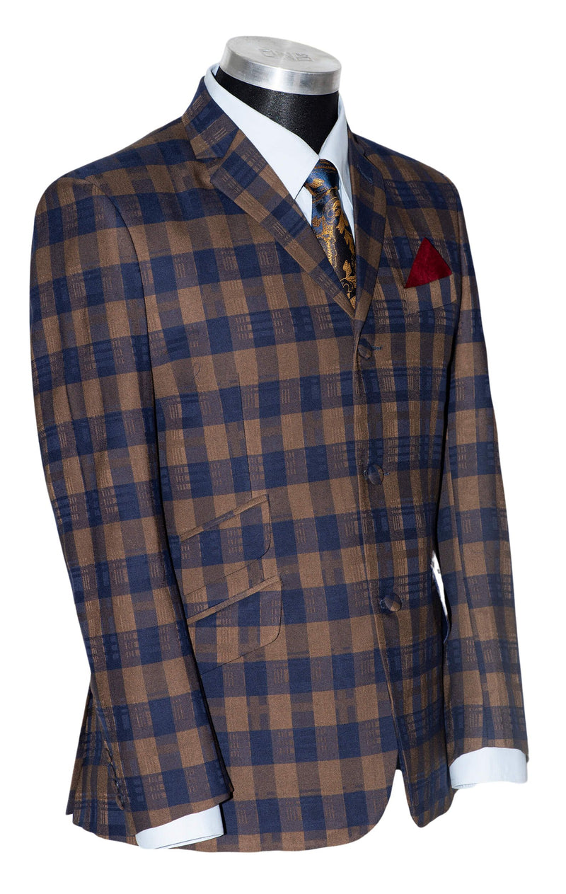 Rick Buckler Buffalo Check Brown 3 Button Mod Suit