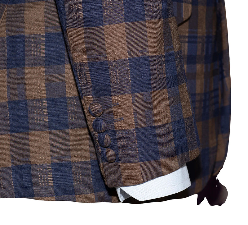 Rick Buckler Buffalo Check Brown 3 Button Mod Suit