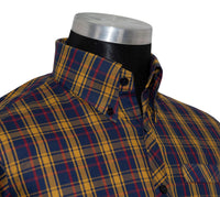 Button Down Yellow & Navy Blue Check Mod Shirt