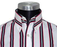 Classic 60's Style High Collar Men's Stripe Mod Shirt