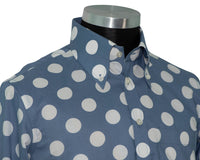 Silver Blue Polka Dot Men's Mod Shirt