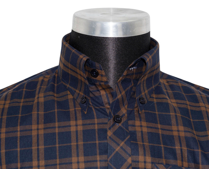 Button Down Dark Brown Check Mod Shirt