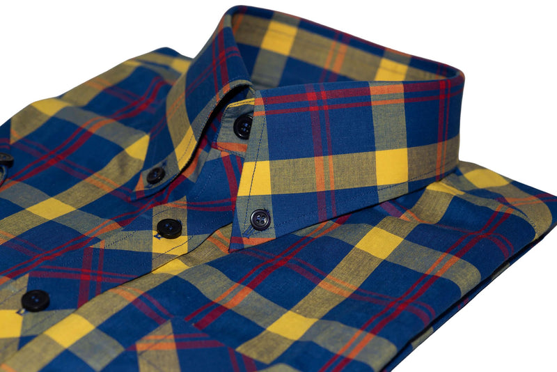 Button Down Yellow & Blue Check Mod Shirt