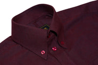 Oxford Cotton Burgundy Button Down High Collar Mod Shirt