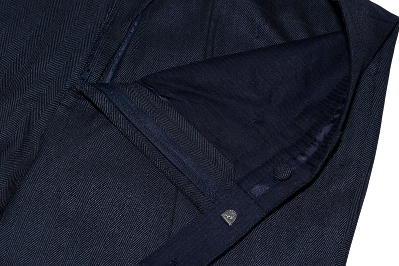 Wool Herringbone Navy Mod Trouser