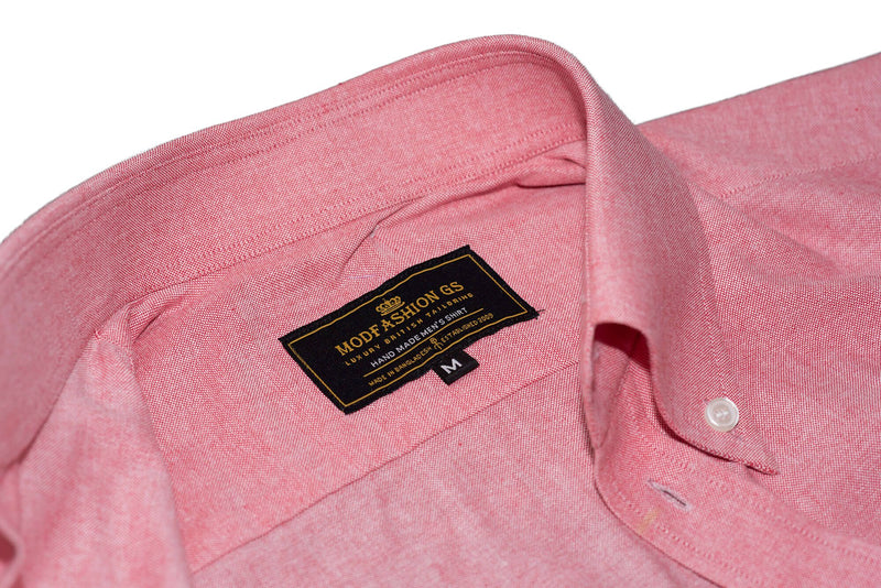 Oxford Cotton Pink Button Down High Collar Mod Shirt