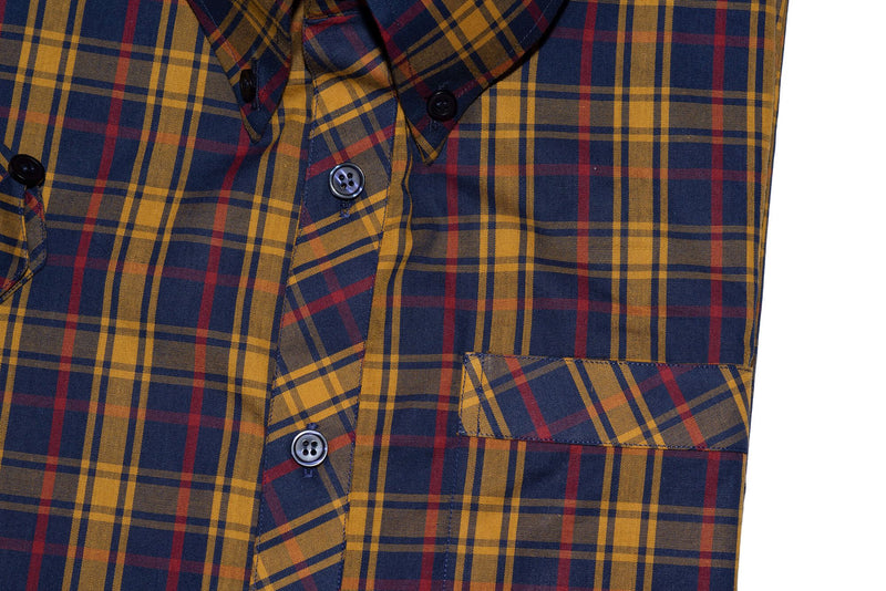 Button Down Yellow & Navy Blue Check Mod Shirt