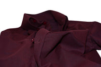 Oxford Cotton Burgundy Button Down High Collar Mod Shirt