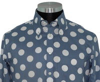 Silver Blue Polka Dot Men's Mod Shirt