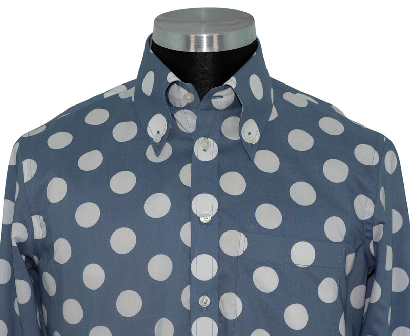 Silver Blue Polka Dot Men's Mod Shirt