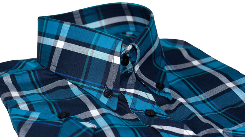 Button Down Blue Check Mod Shirt