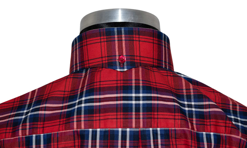 Button Down Red Check Men's Mod Shirt