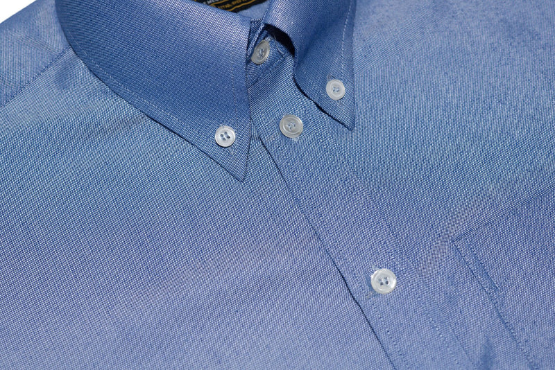 Oxford Cotton Sky Blue Button Down High Collar Mod Shirt