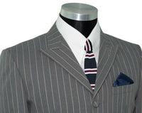 Weller White Stripe in Grey Peak Lapel 4 Button Mod Suit