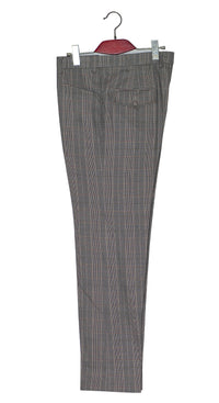 Burgundy in Grey Mohair Prince of Wales Check Mod Trouser