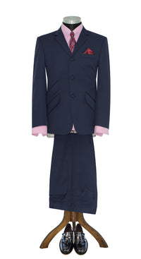 SALE Gordon Waller Slim Fit Classic Navy Blue Mod Suit (40 Regular, Trouser 34, I.L.30)