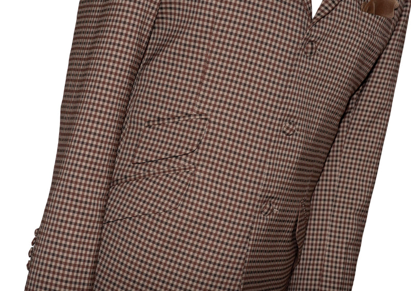 Brian Jones Brown Gingham Check Mod Blazer