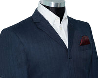 Wool Super Soft Navy Herringbone Mod Blazer