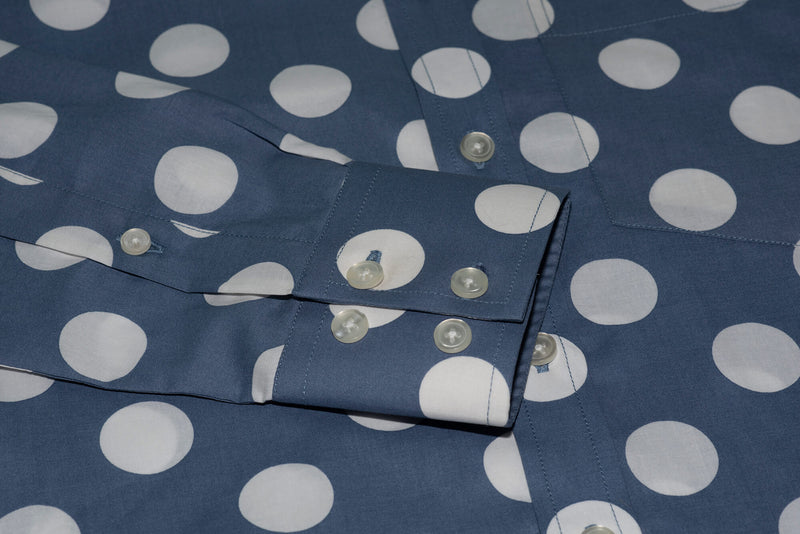 Silver Blue Polka Dot Men's Mod Shirt