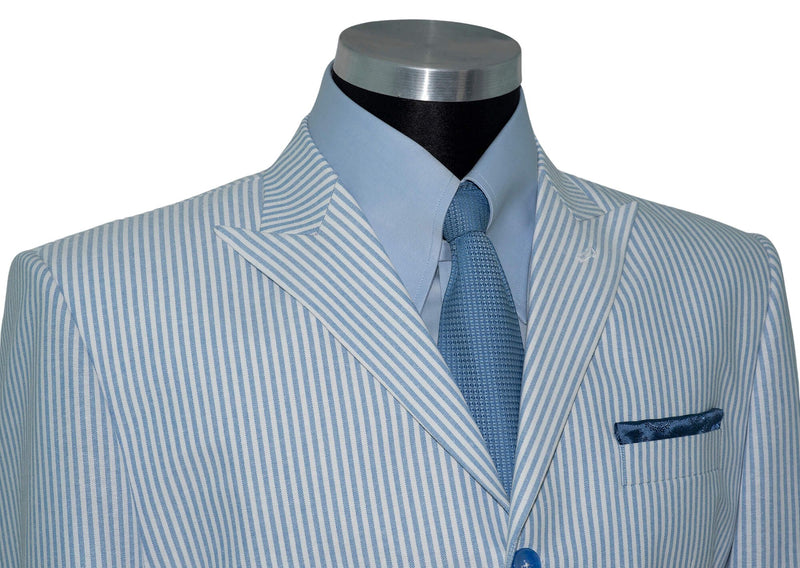 Gordon Waller Peak Lapel Sky Stripe Summer Suit