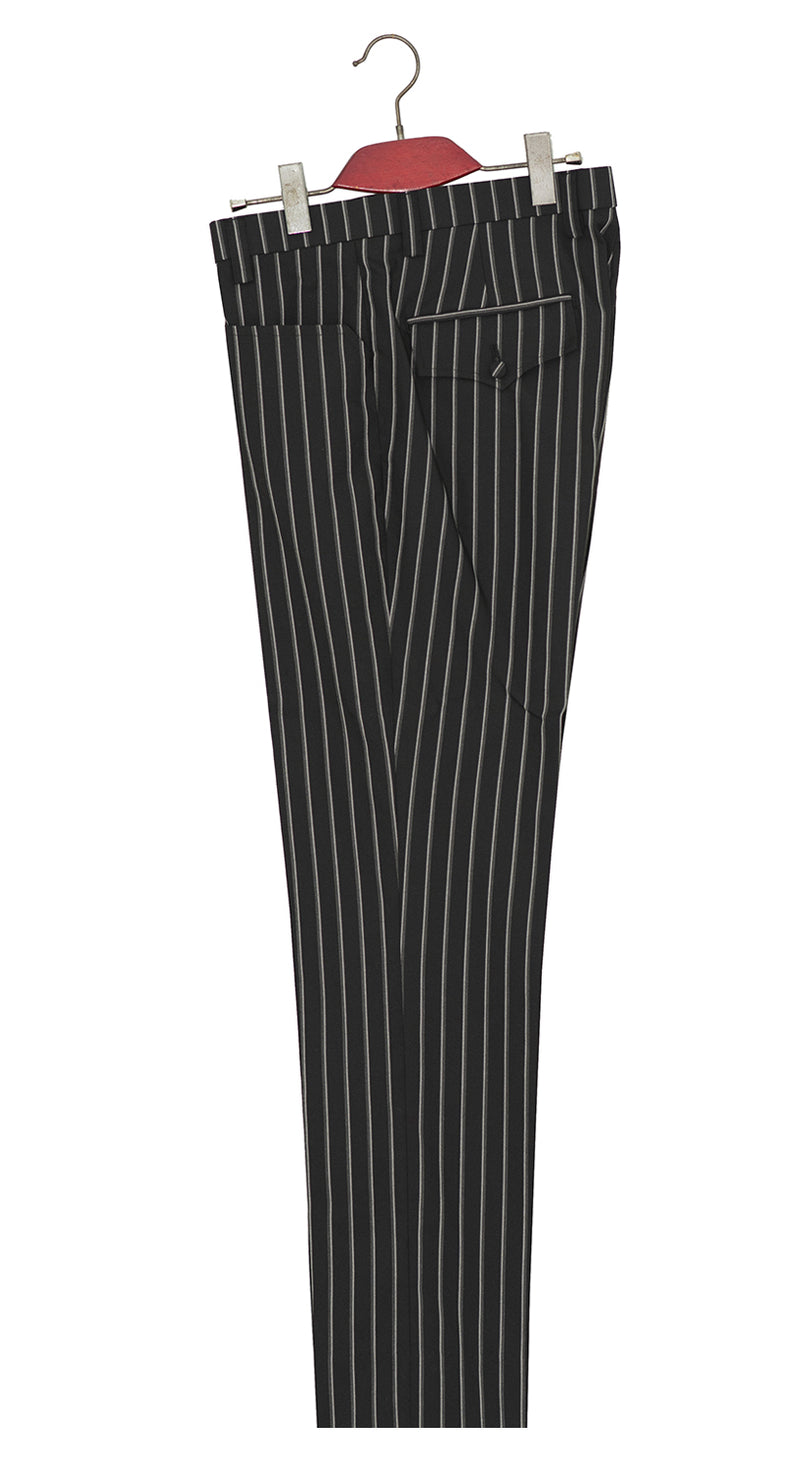 Weller White Stripe in Black Peak Lapel 4 Button Mod Suit