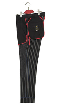 SALE Weller White Stripe in Black Peak Lapel 4 Button Mod Suit (40 Regular, Trouser 34, I.L.30)