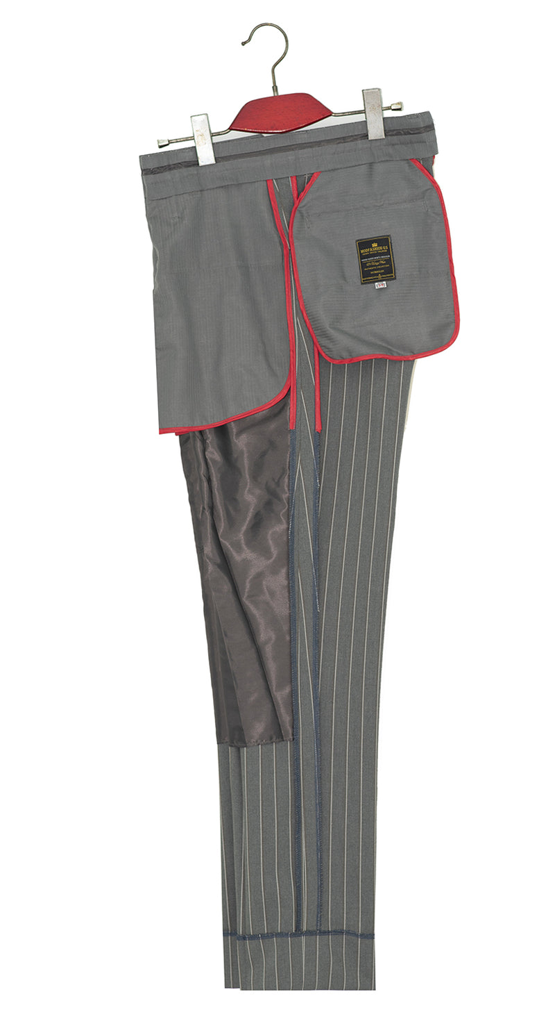 Weller White-Grey Stripe in Grey Peak Lapel 4 Button Mod Suit